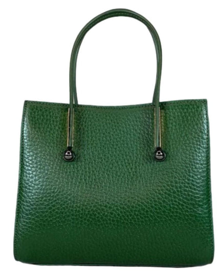 Green Textured Leather Handbag
