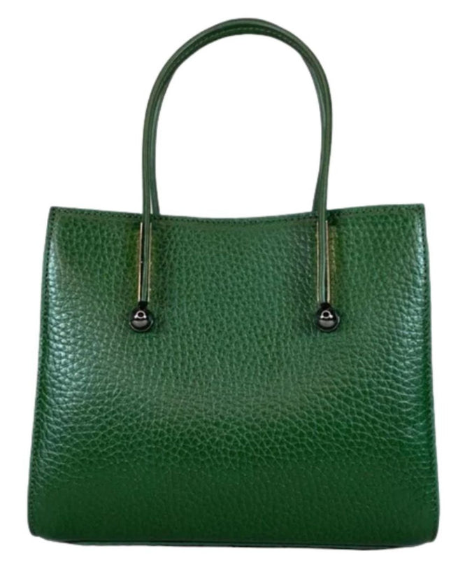 Green Textured Leather Handbag
