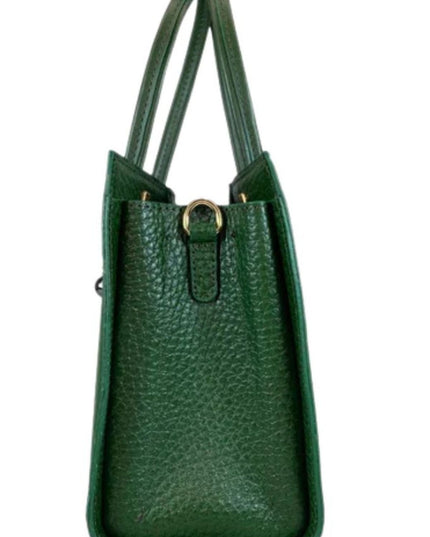 Green Textured Leather Handbag