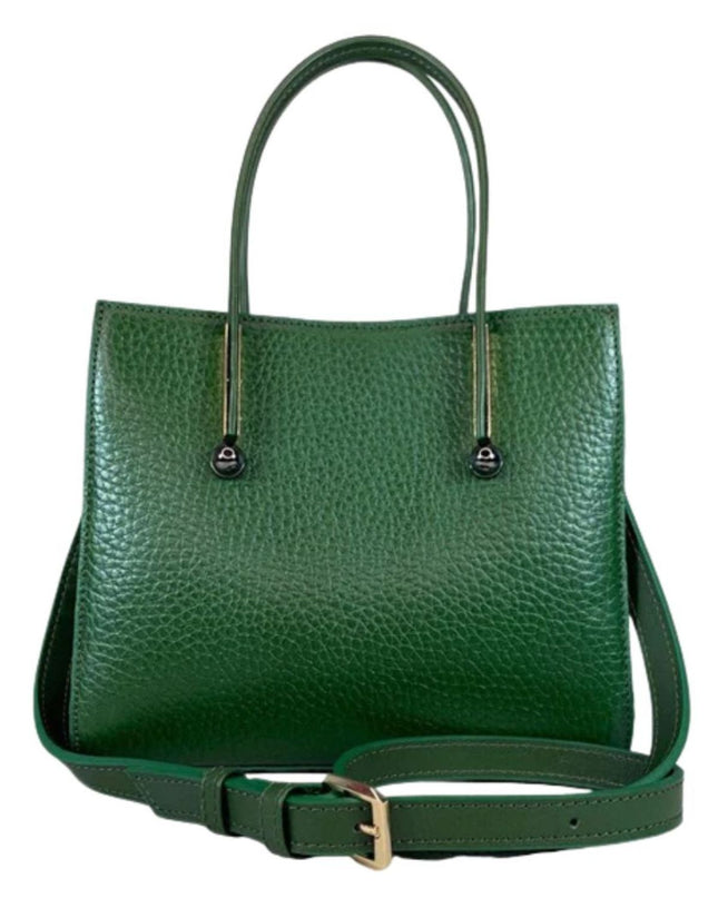 Green Textured Leather Handbag