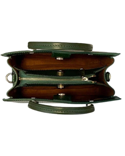 Green Textured Leather Handbag