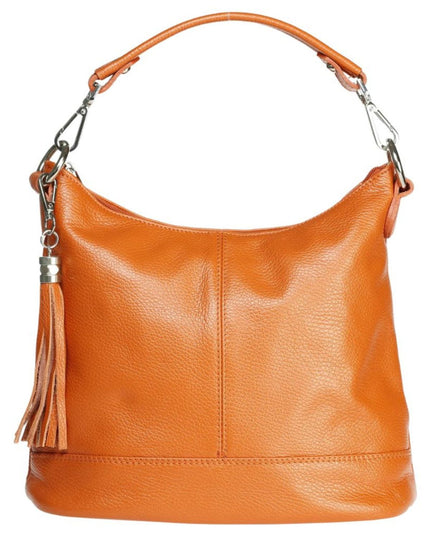 Women Tan Leather Hobo Bag with Tassel