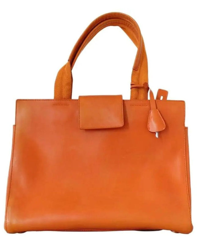 Orange Leather Handbag with Charm Detail