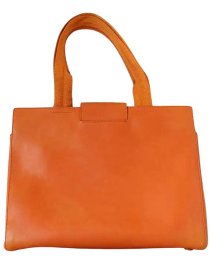 Orange Leather Handbag with Charm Detail