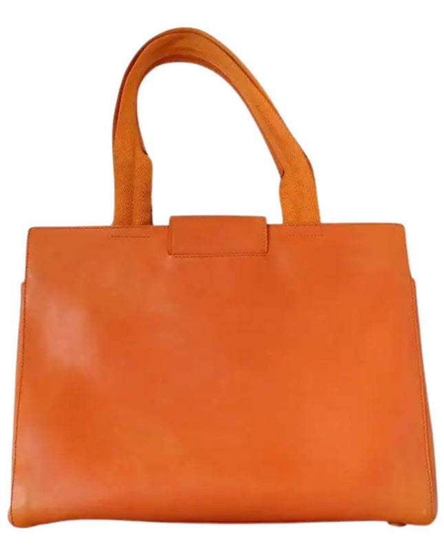 Orange Leather Handbag with Charm Detail