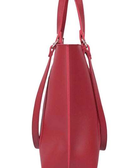 Burgundy Leather Tote Bag with Front Pocket