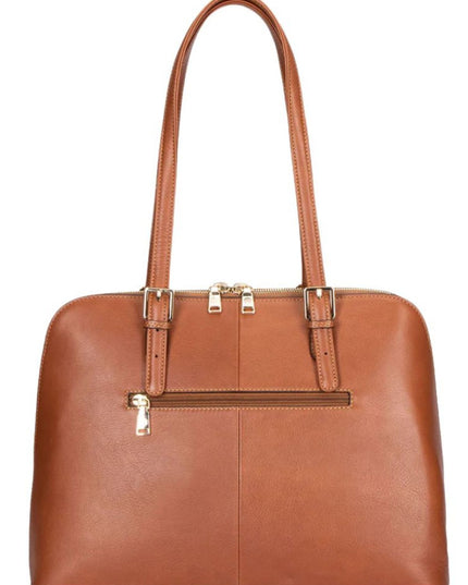 Leather Structured Handbag with Compartments