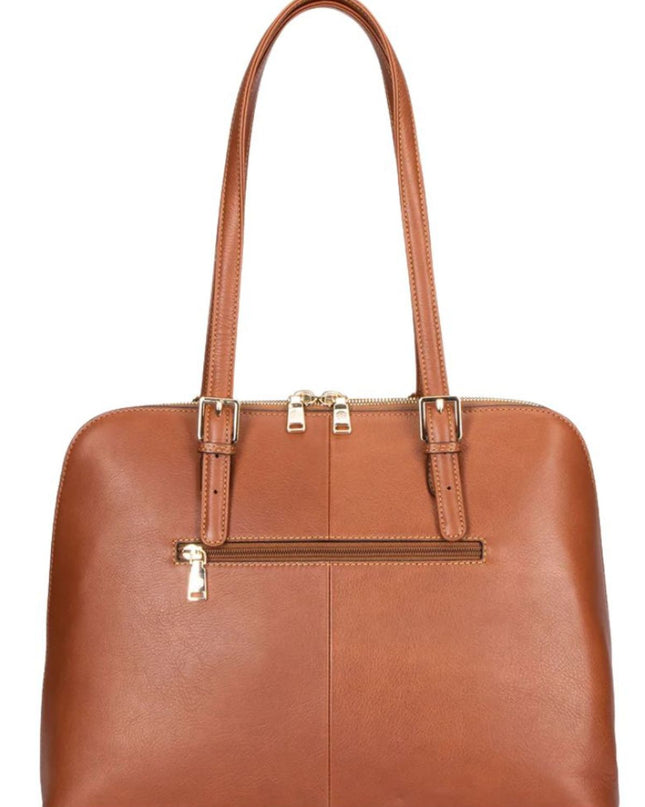 Leather Structured Handbag with Compartments