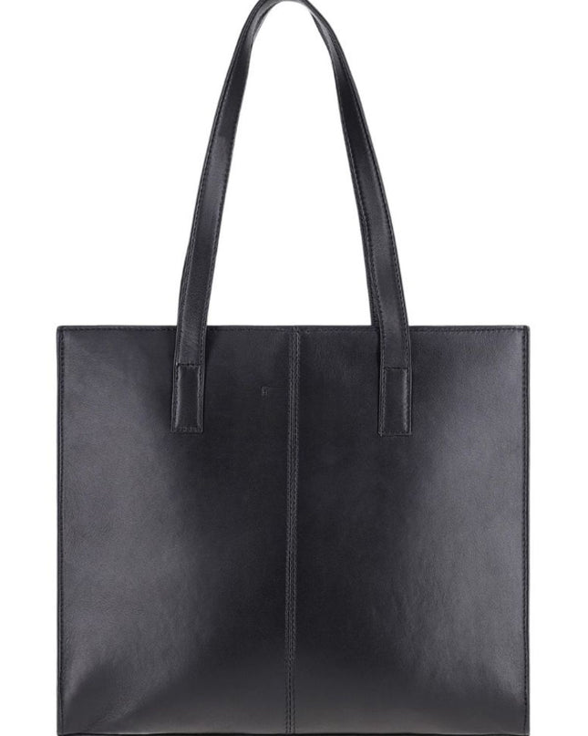 Black Leather Tote Bag Minimalist Design