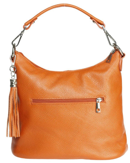 Women Tan Leather Hobo Bag with Tassel