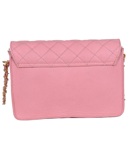 Pink Quilted Crossbody Bag with Chain Strap