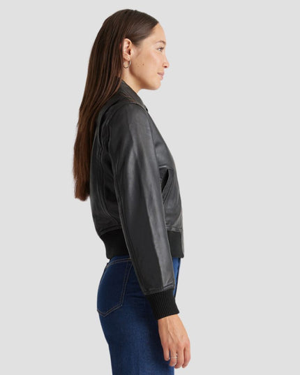 100% Washed Leather Bomber Jacket