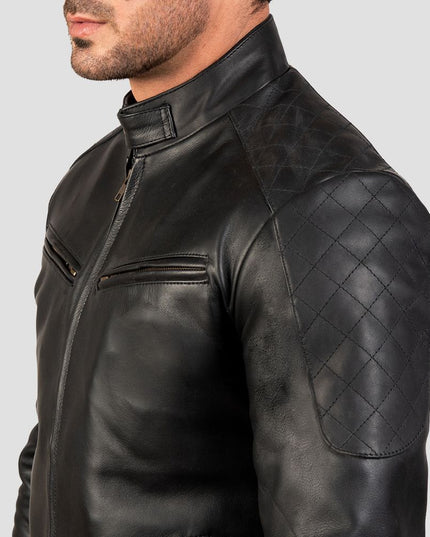 Stitched Quilted Black Bomber Jacket Mens