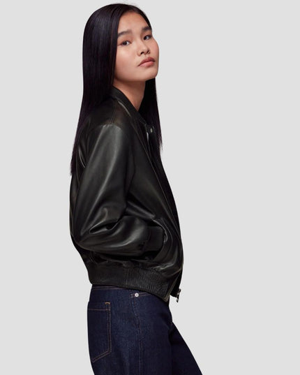 Laura Leather Bomber Jacket