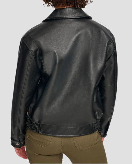 Faux Leather Bomber Jacket