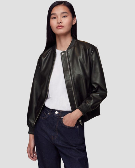 Laura Leather Bomber Jacket