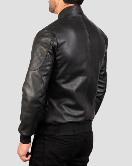 Stitched Quilted Black Bomber Jacket Mens