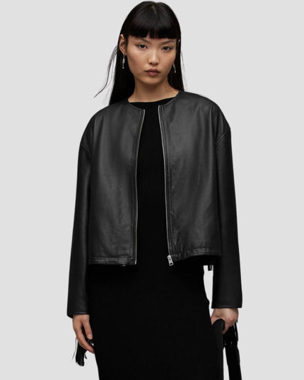 Darcy Leather Tassel Bomber Jacket