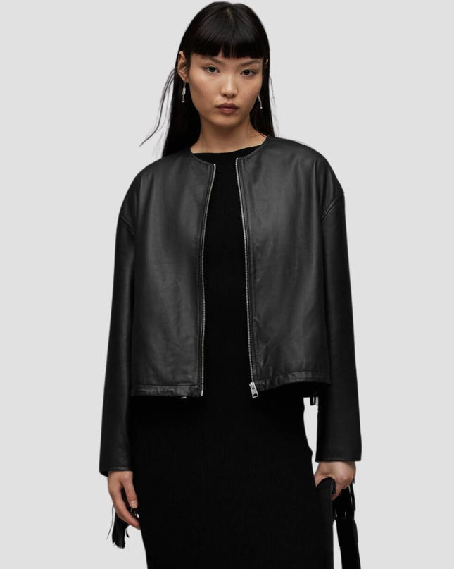 Darcy Leather Tassel Bomber Jacket