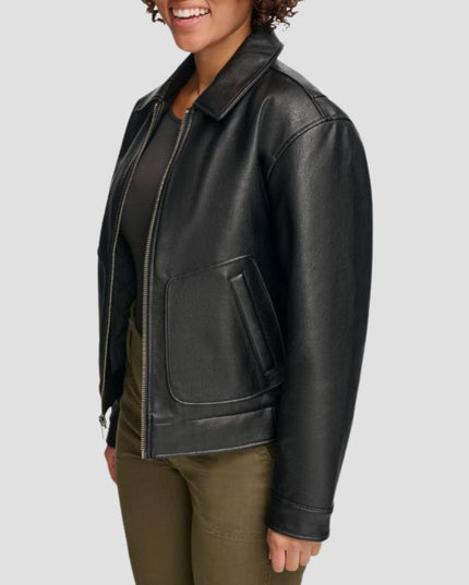Faux Leather Bomber Jacket