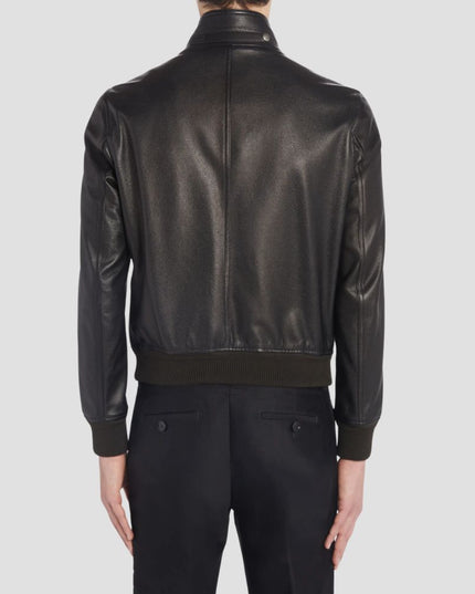Black Leather Bomber Jacket