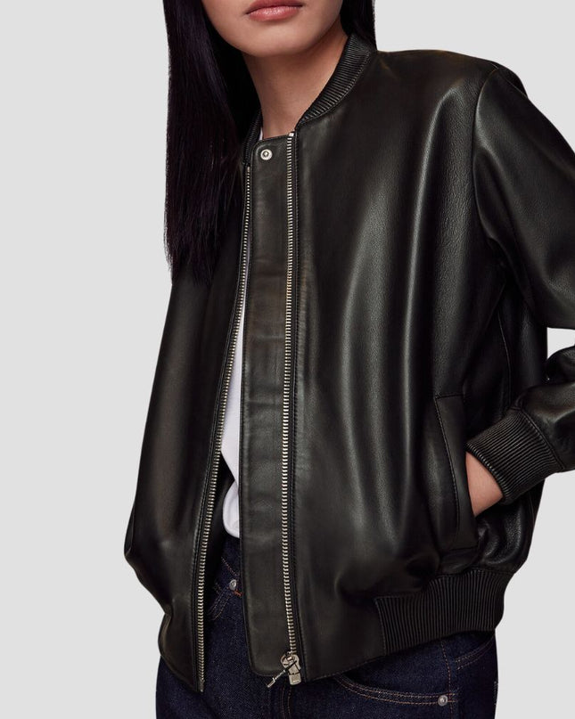 Laura Leather Bomber Jacket