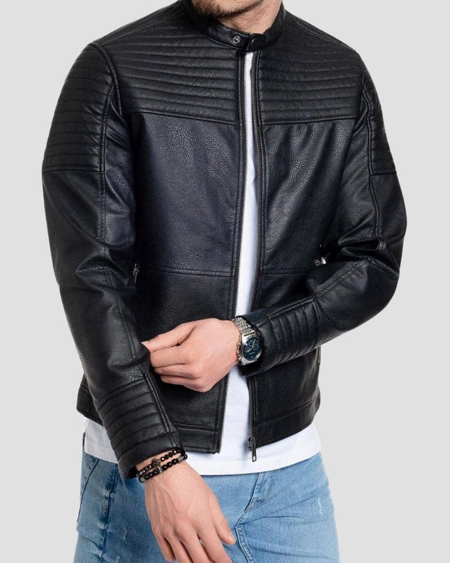 Men Black Biker Leather jacket