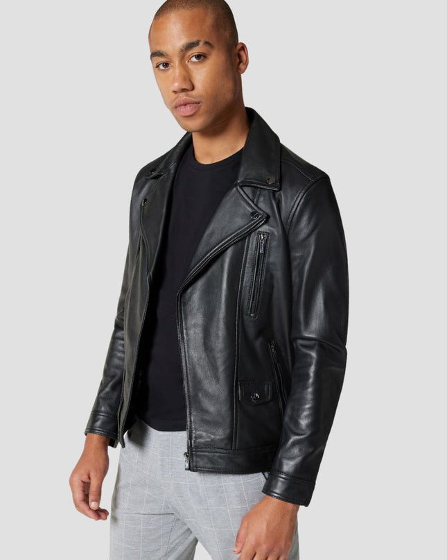 Leather Asymmetric Biker Leather Jacket