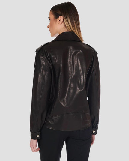 Black vintage leather biker jacket comfort fit