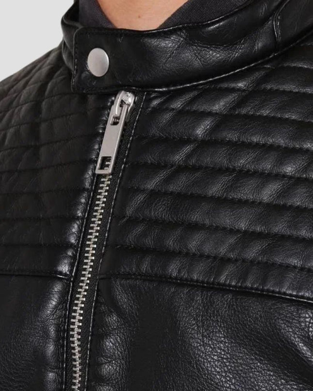 Men Black Biker Leather jacket