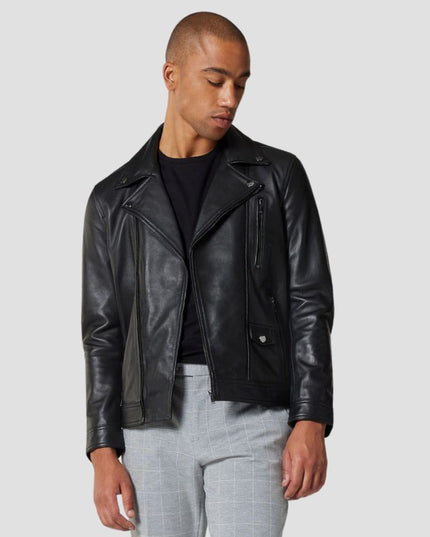 Leather Asymmetric Biker Leather Jacket