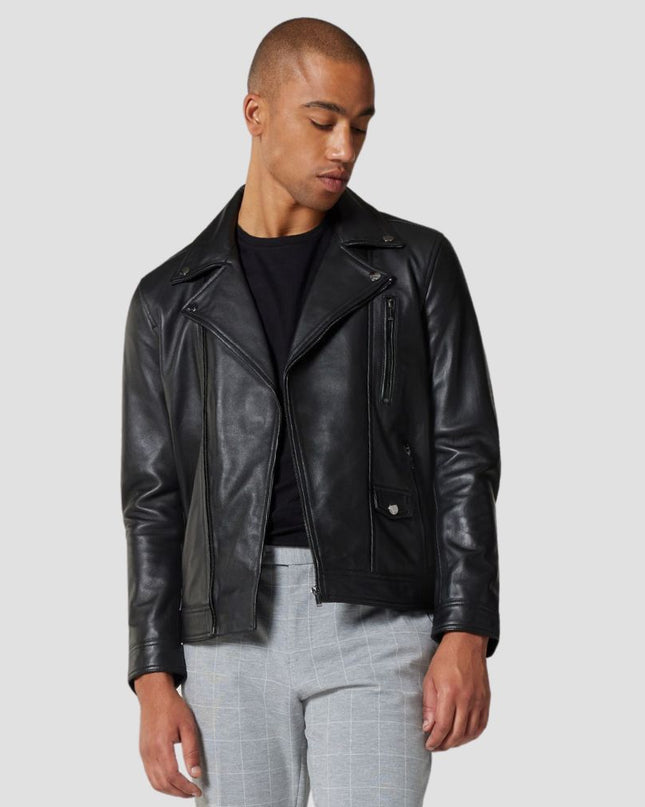 Leather Asymmetric Biker Leather Jacket