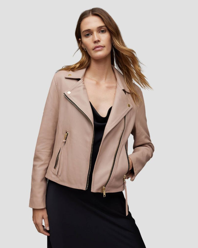 Dalby Slim Fit Leather Biker Jacket