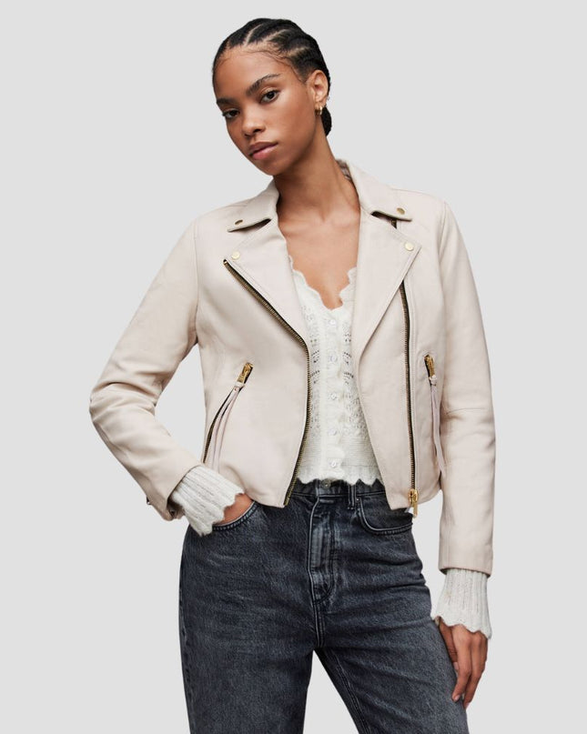 Dalby Slim Fit Leather Biker Jacket