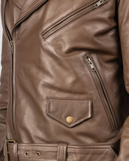 Allaric Alley Mocha Leather Biker Jacket