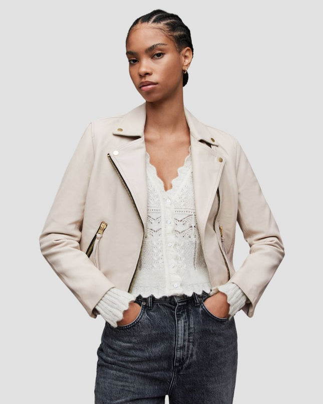 Dalby Slim Fit Leather Biker Jacket