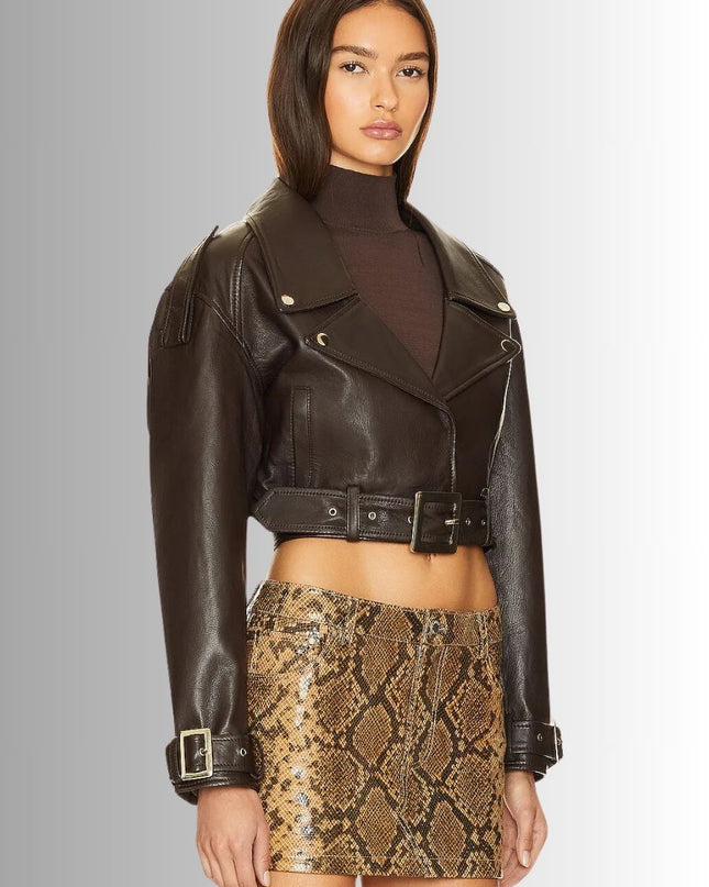 Brown Cropped Jacket For Women