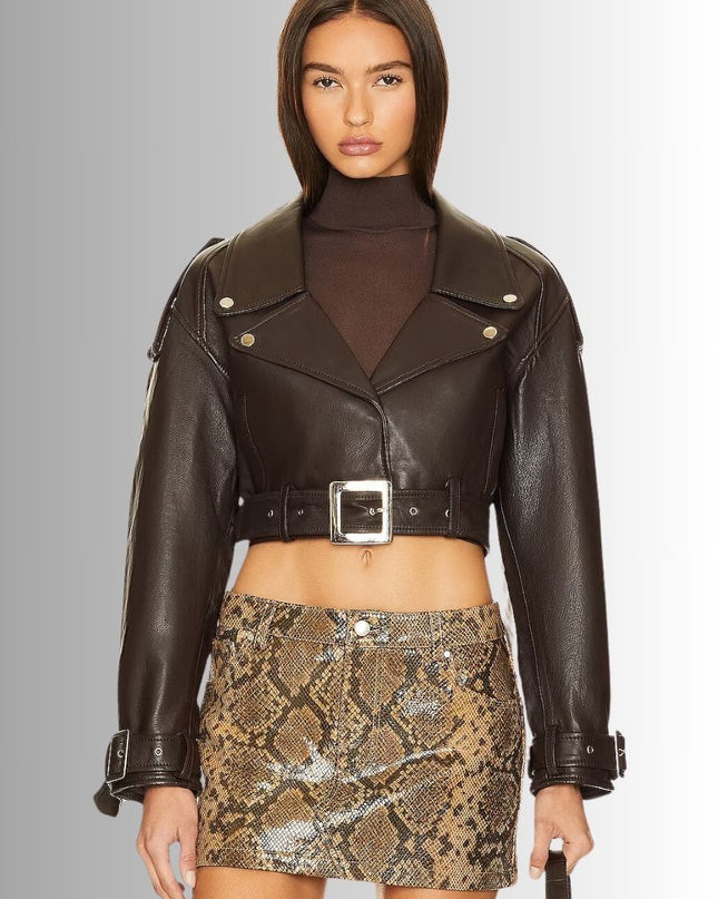 Brown Cropped Jacket For Women