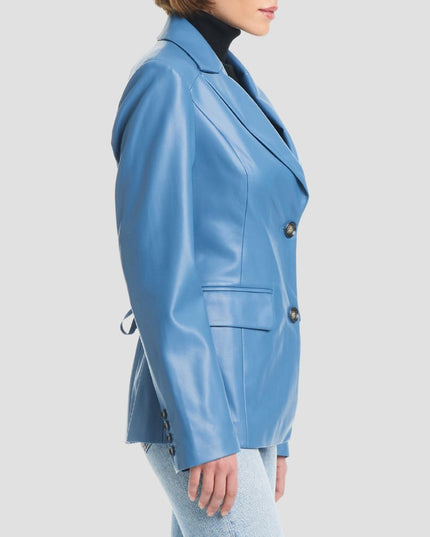 Corset Back Faux Leather Blazer