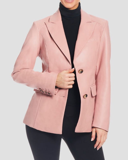 Corset Back Faux Leather Blazer Dusty Pink