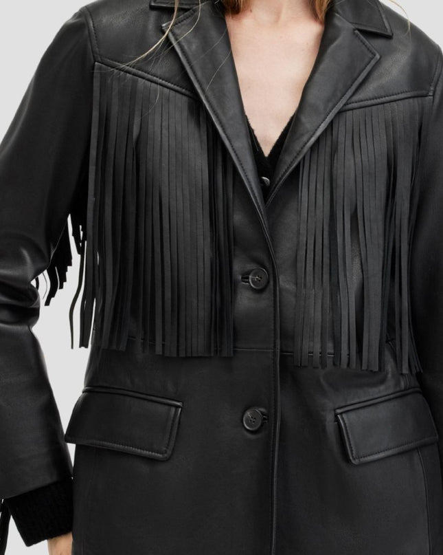 Corinna Fringe Leather Blazer