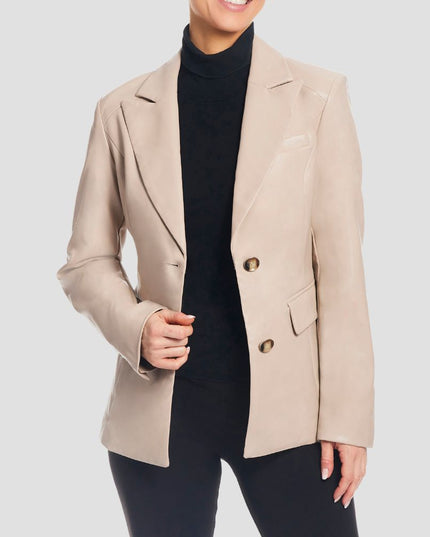 Corset Back Faux Leather Blazer Sawdust