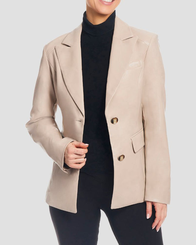 Corset Back Faux Leather Blazer Sawdust