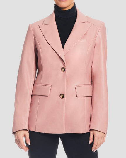 Corset Back Faux Leather Blazer Dusty Pink