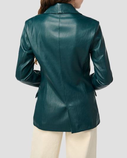 Double Breasted Faux Leather Blazer