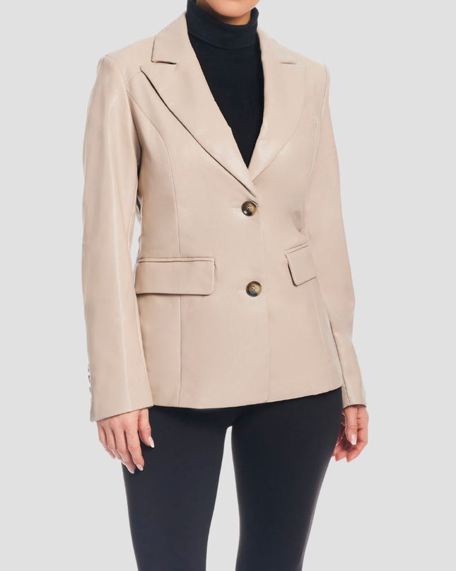 Corset Back Faux Leather Blazer Sawdust