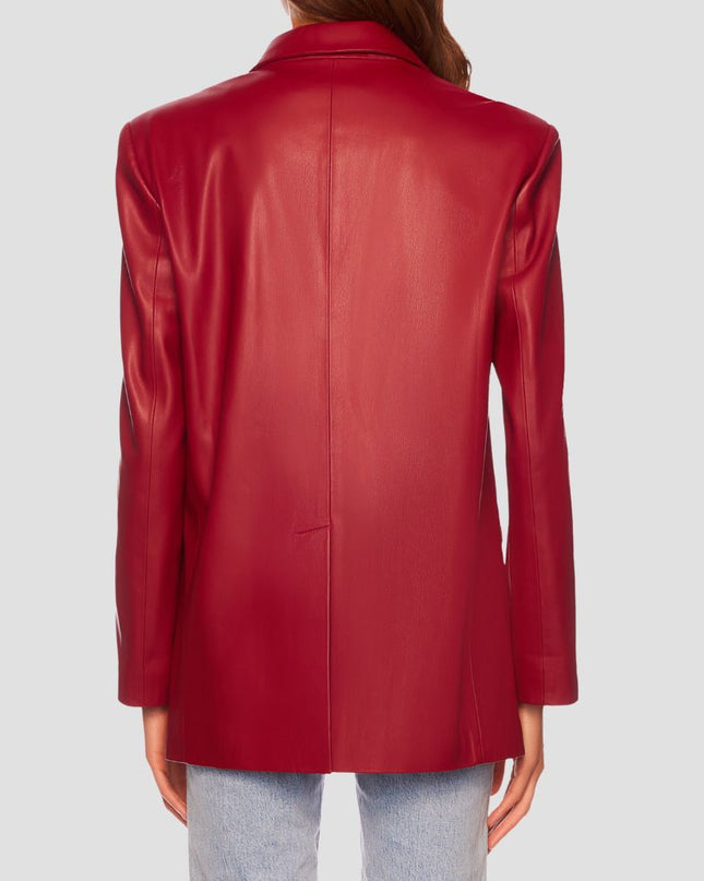 Red leather coat on a plain background