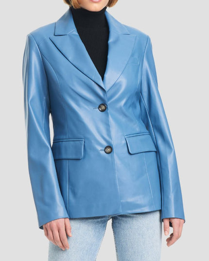 Corset Back Faux Leather Blazer