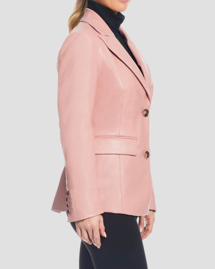 Corset Back Faux Leather Blazer Dusty Pink
