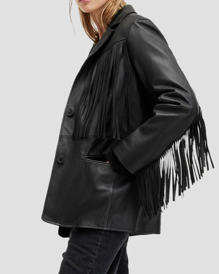 Corinna Fringe Leather Blazer